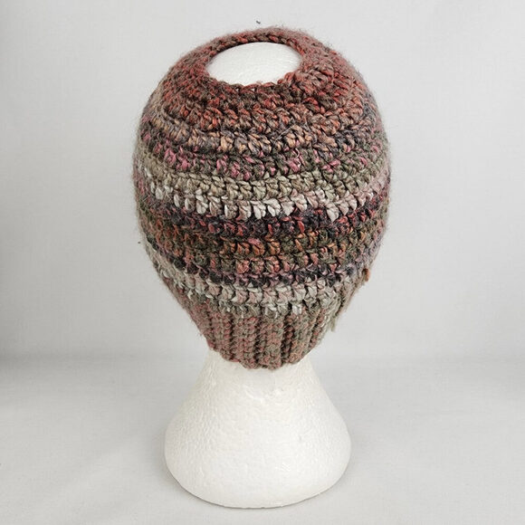 Handmade Pink Knit Pony Tail Toque - Picture 4 of 6